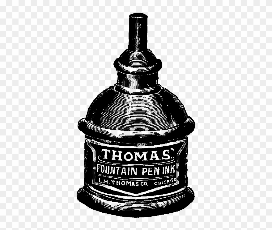 Ink Bottle Clip Art - Vintage Fountain Pen Clip Art - Png Download