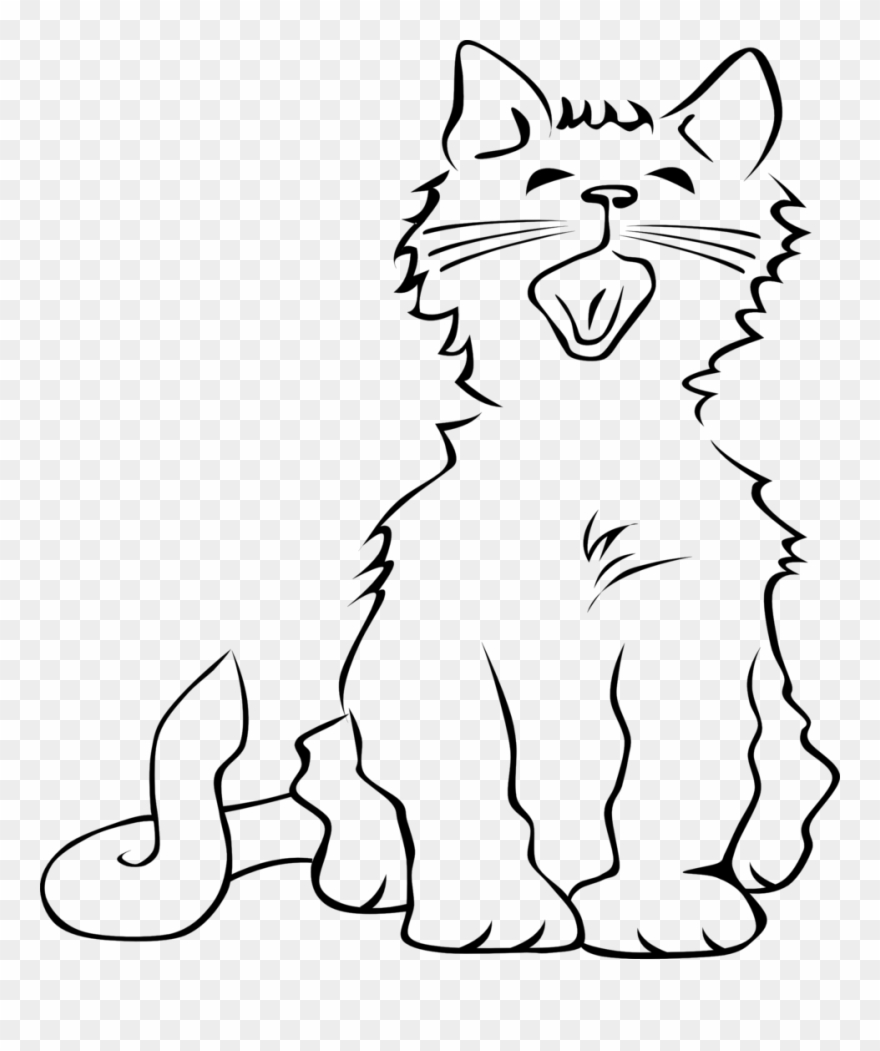 48 Best Cute Cat Clip Art Images Black And White Clip - Cat Meowing Coloring Page - Png Download