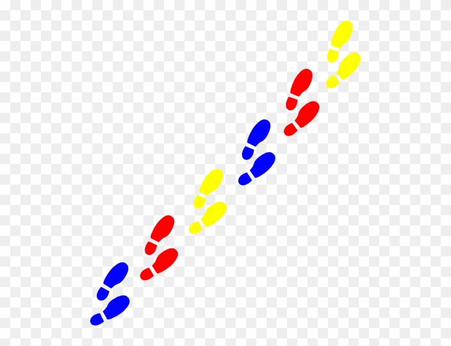 Foot Prints Clip Art At Clker Com - Colorful Footsteps Clipart - Png Download