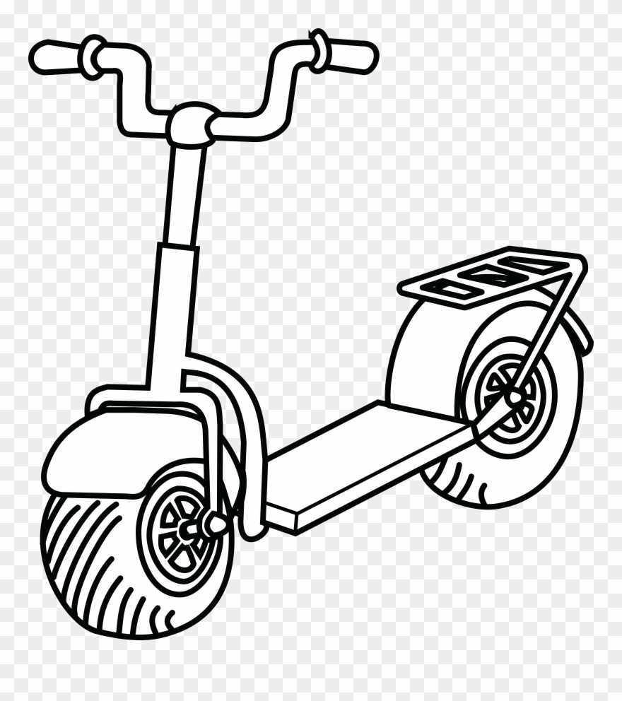 Scooter Wheel Cliparts - Scooter Black And White Clip Art - Png Download