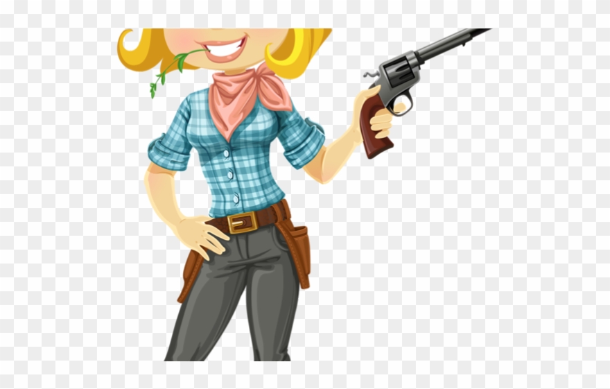 Cowboy Hat Clipart Cowboy Gun - Mulher Cowboy Desenho - Png Download