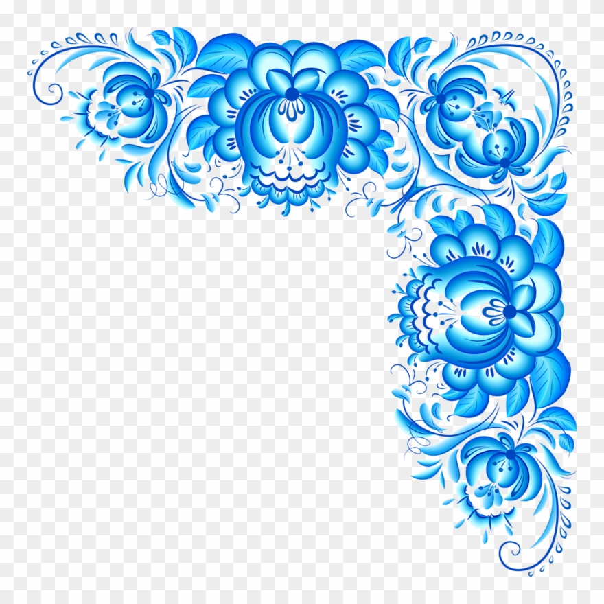 Download Wedding Borders Blue Png Clipart Clip Art - Art Print: Art Of Sun's Blue Floral Easter Eggs Seamless Transparent Png