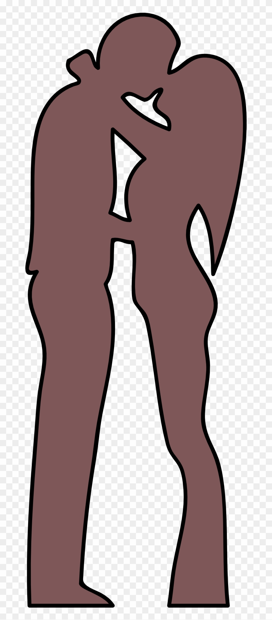 Couple Heart Love Silhouette Two Drawing - Contorno De Pareja Png Clipart