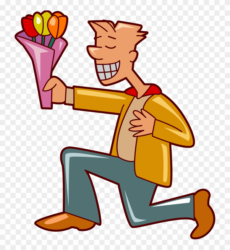 Men Clipart Cute - Man With Rose Clipart - Png Download