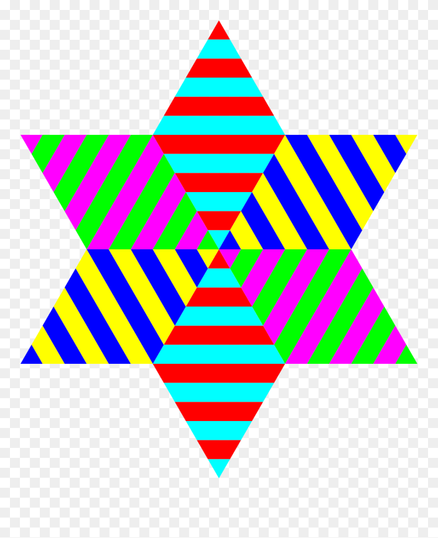 Clipart Hexagram Triangle Stripes Microsoft Office - Cafepress Rainbow Stripped Six Pointed S Iphone 7 Tough - Png Download