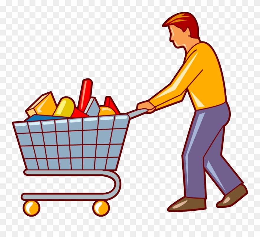 Cart Clipart - Shopping Trolley Clipart Man - Png Download