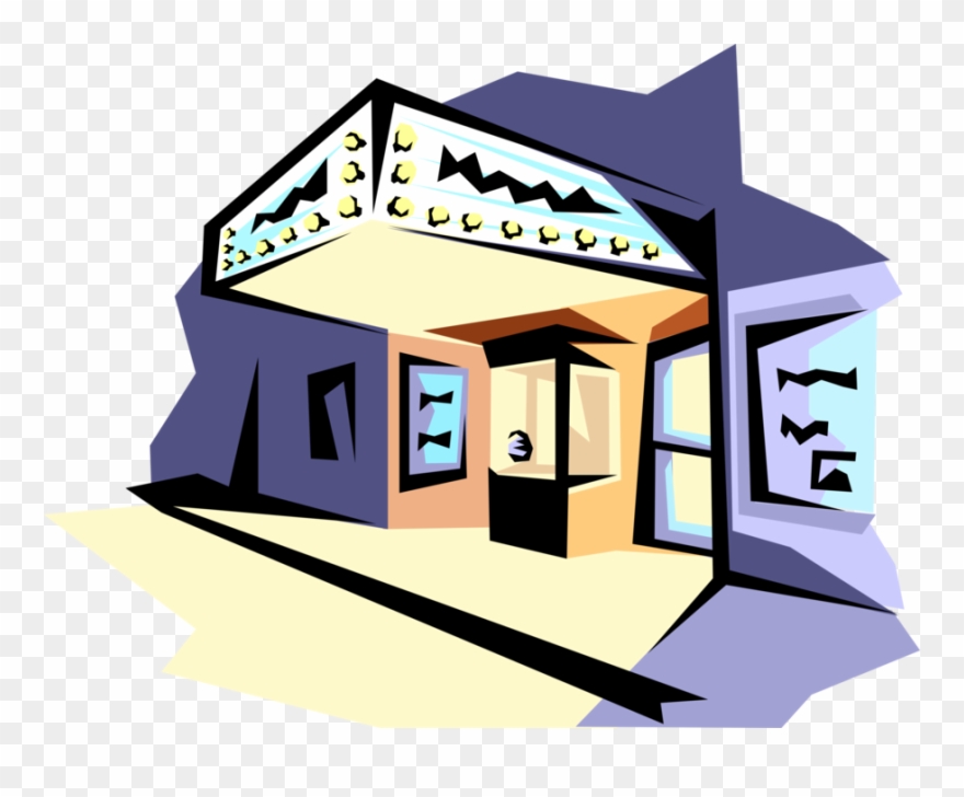 Vector Illustration Of Cinema Movie Theatre Or Theatre - Architecture Clipart