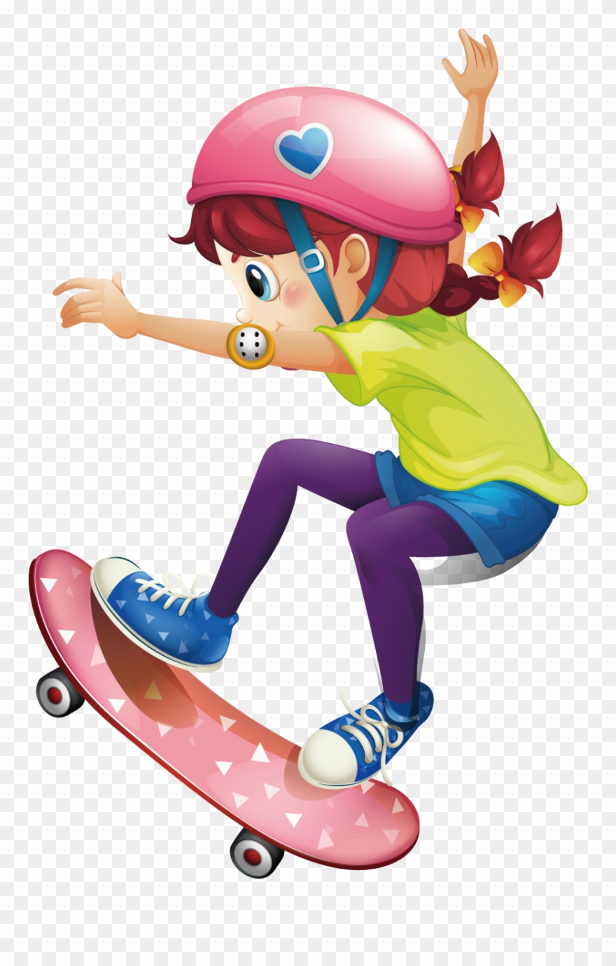 Skateboard Clip Palace - Girl Skateboarding Clipart Free - Png Download