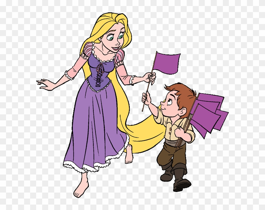 Top 96 Tangled Clip Art - Rapunzel In The Village Cartoons - Png Download