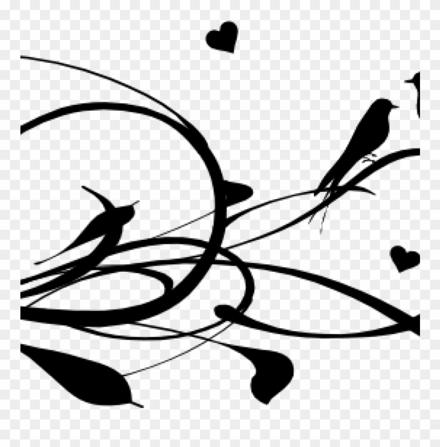 Love Birds Clipart Love Birds On A Branch Clip Art - Love Birds Vector Black And White - Png Download