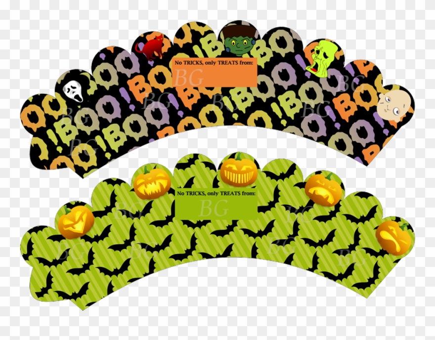 Halloween Cupcake Wrappers Watermarked - Halloween Cupcake Wrappers Clipart