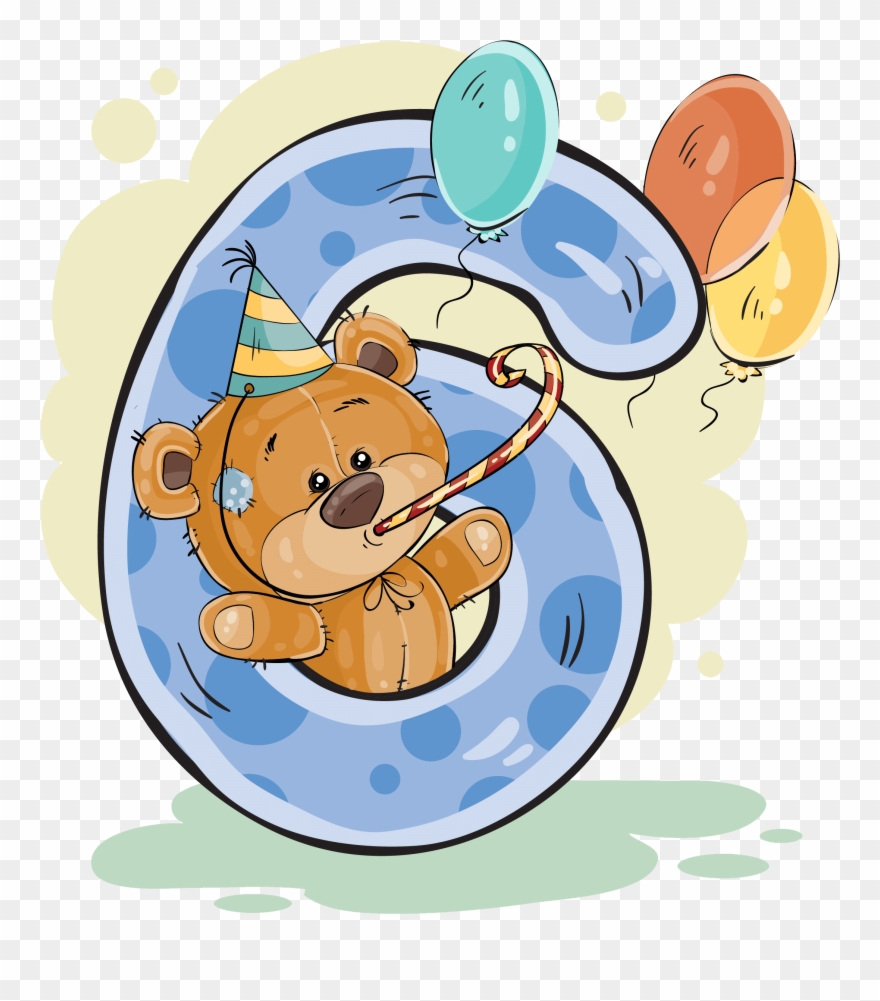 Baby Images, Children Images, Birthday - Geburtstagskarte Kinder - Zahl 6, Inkl. Umschlag Clipart