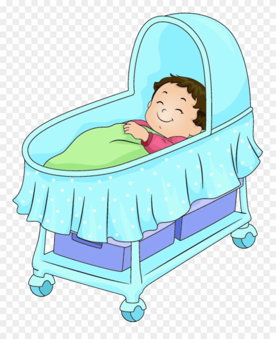 Bed Cartoon Illustration A In Pram - Baby In Cradle Cartoon Clipart