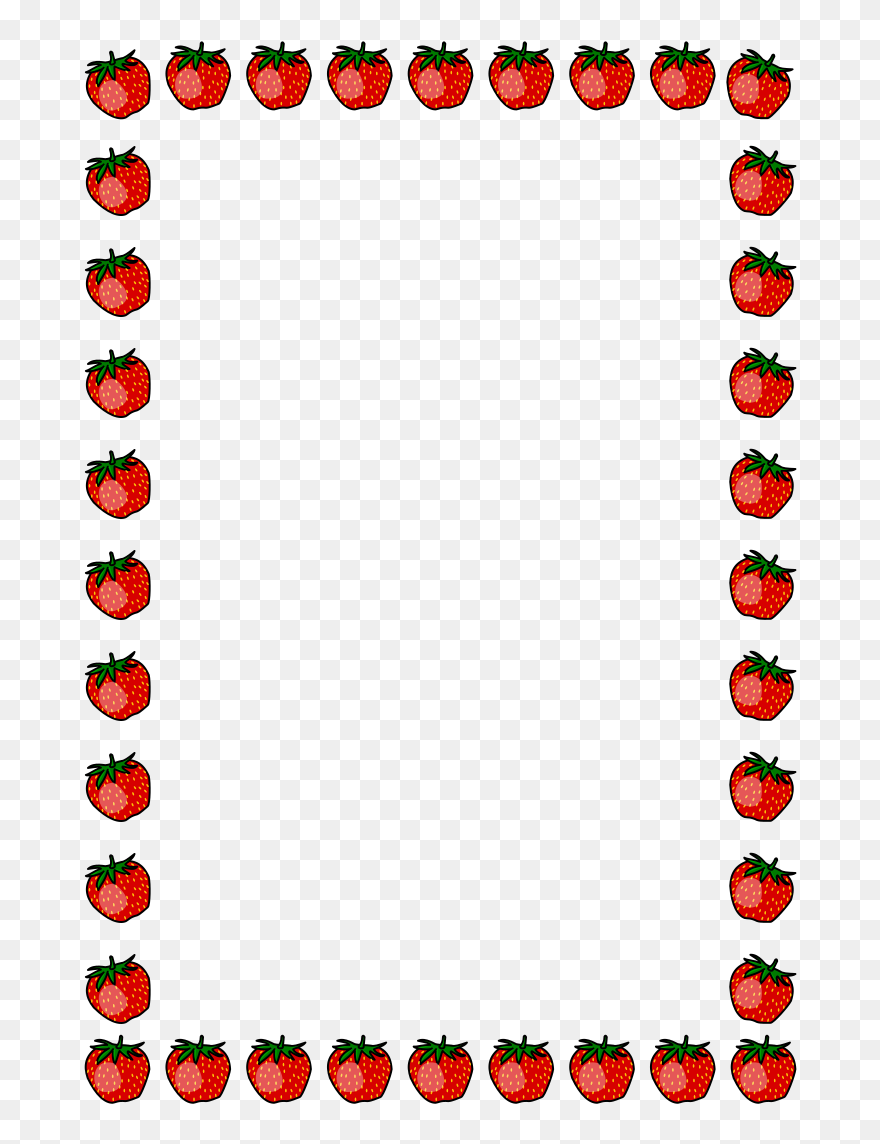 Strawberry Border Floral Red Transparent Image - Strawberry Border Clipart