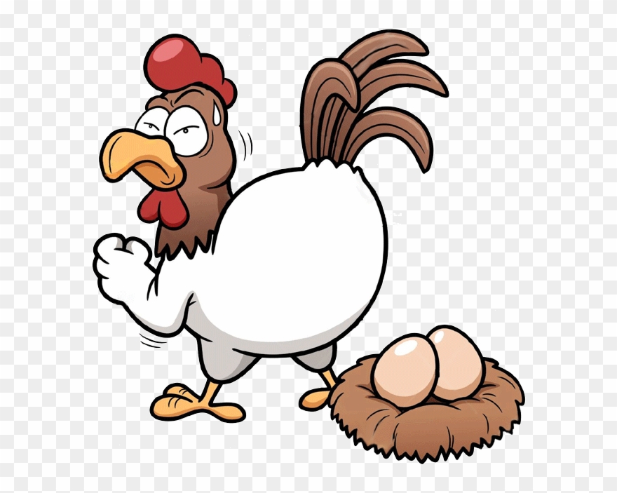 Hen Clipart Chicken Lay Egg Cute Borders - Cartoon Chicken And Egg - Png Download