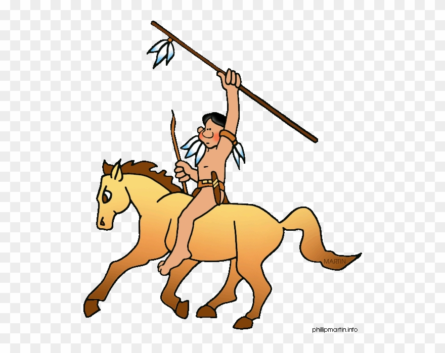 Download Free Printable Clipart And Coloring Pages - Indian On Horse Clipart - Png Download