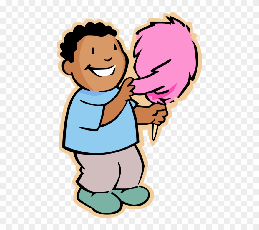 Vector Illustration Of Primary Or Elementary School - Boy With Cotton Candy Clipart - Png Download