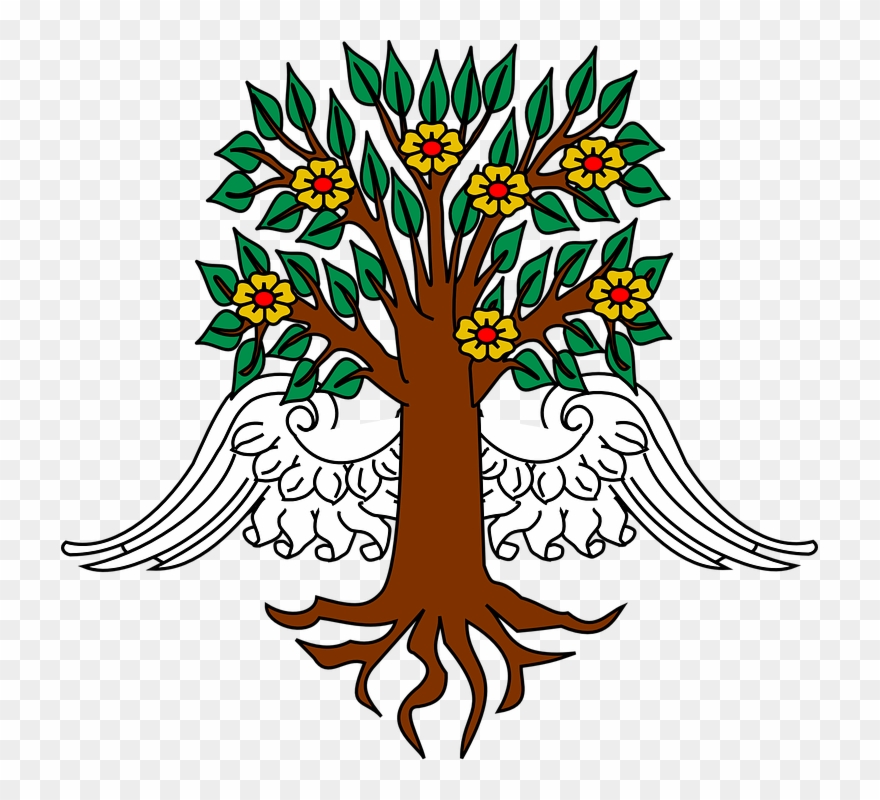 Tree With Roots Clipart 15, Buy Clip Art - Arvore Com Asas - Png Download