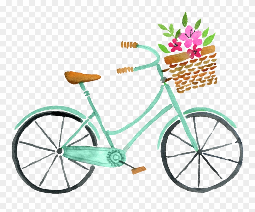 Transparent Material For Cartoon Fresh Bicycles - Watercolor Spring Clipart - Png Download