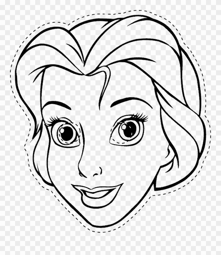 Png Black And White Library Beauty And The Beast Outline - Belle Masks Clipart