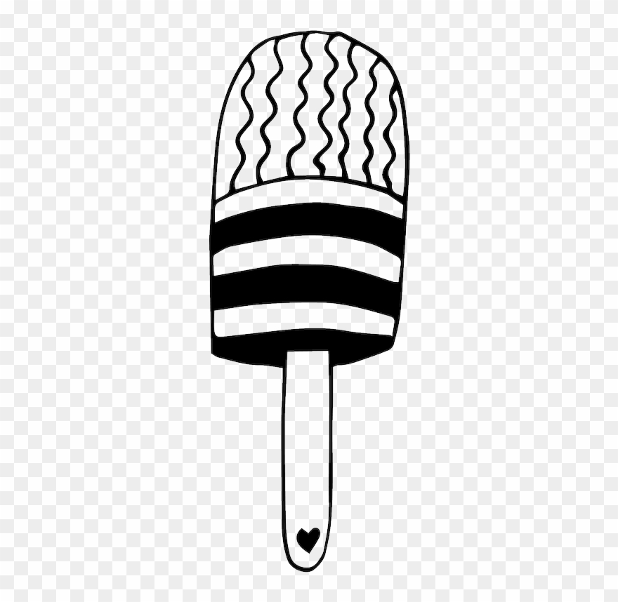 Black And White Ice Cream Cartoon Vector - Vector Graphics Clipart