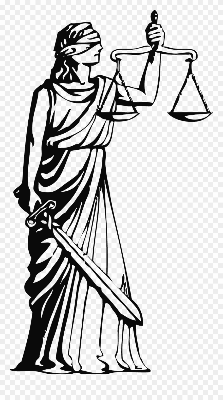 Constitution Clipart Black And White - Lady Justice Image Transparent - Png Download