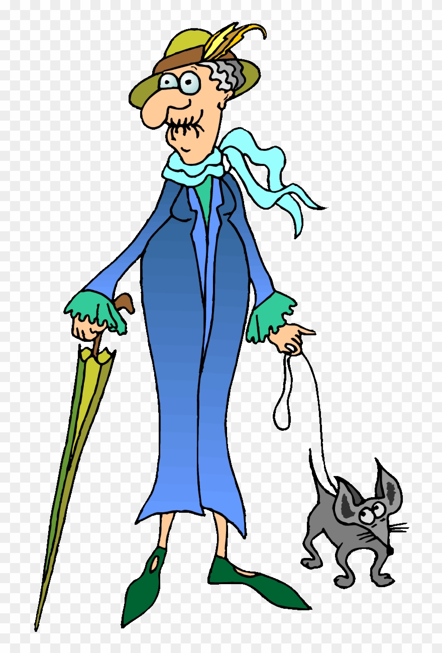 Clipart Dogs Brain - Old Lady With Dog Clipart - Png Download