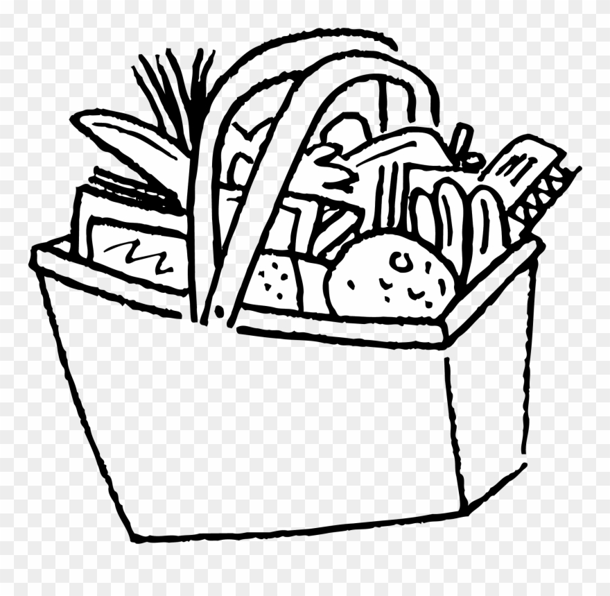 Pantry Coloring Pages - Food In The Basket Drawing Clipart