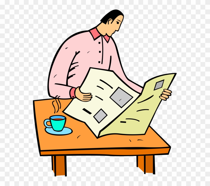 Vector Illustration Of Man Reads Newspaper Current - Человек Читает Png Clipart