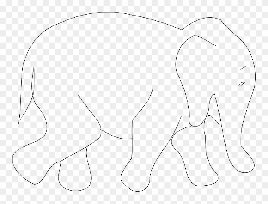 Simple, Africa, Outline, Elephant, Book, Asia, Art - Line Art Clipart