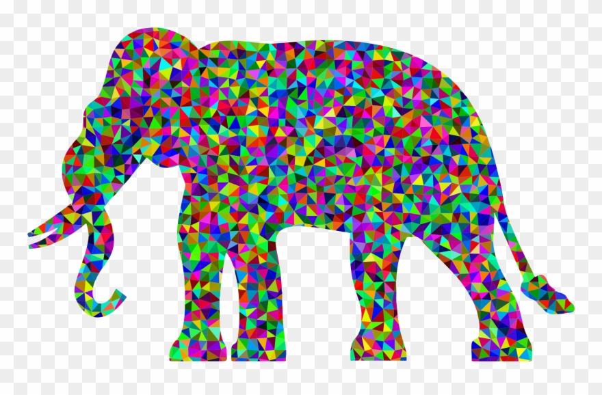 Rainbow Clipart Elephant - Asian Elephant Clipart Black - Png Download