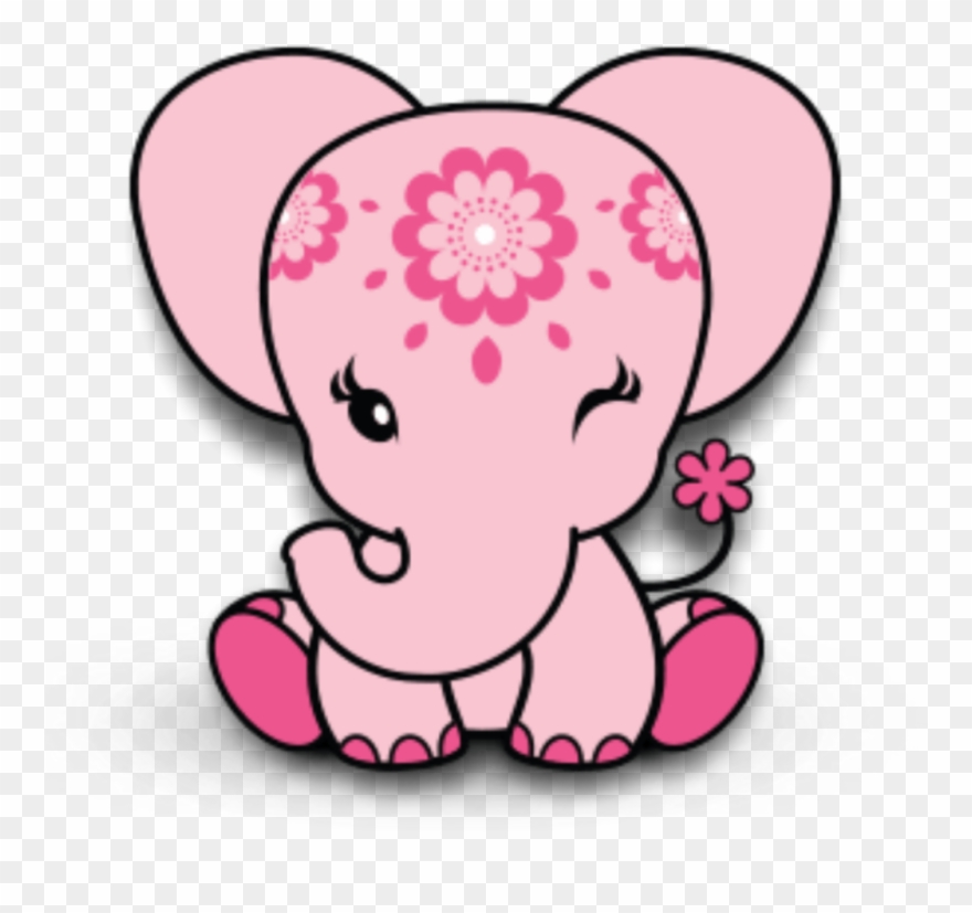 Pink Elephant Animals Babyshower Baby Decoration Scrapb - Child Clipart