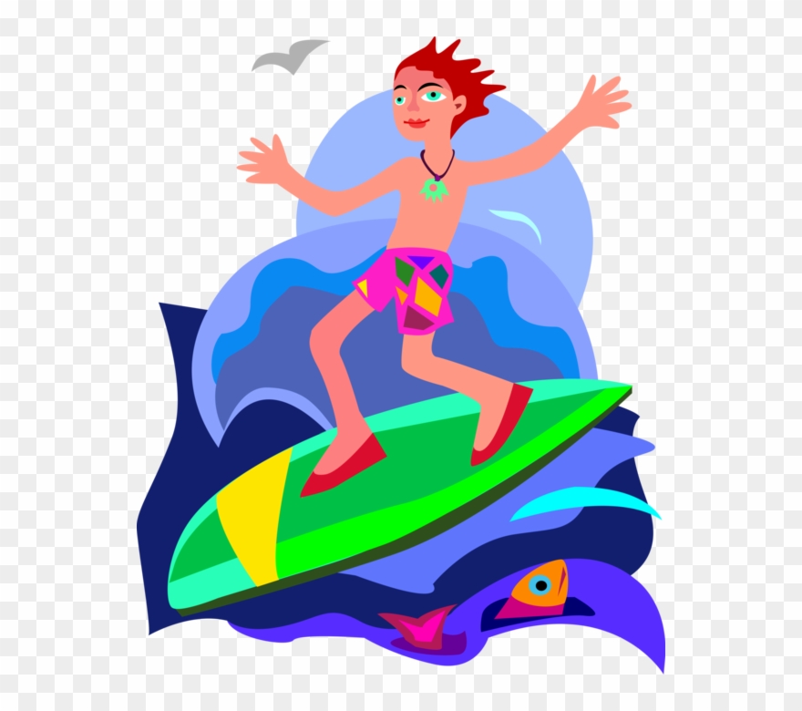 Picture Free Stock Surf Vector Wave Illustration - Menino Surfando Png Clipart