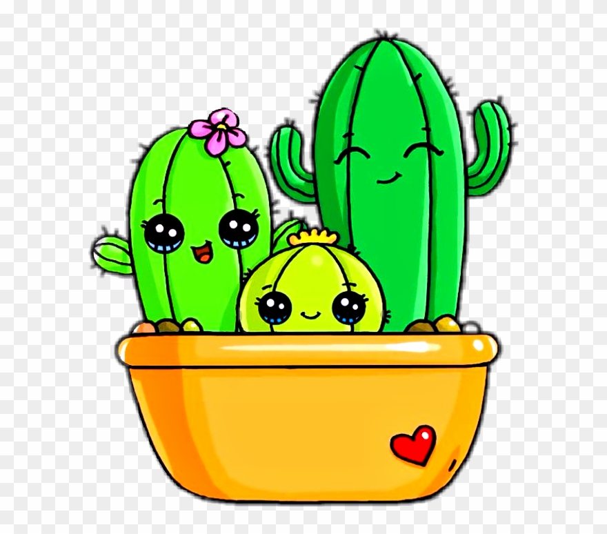 Cactus Family Love Green Voteplease Vote4vote - Draw So Cute Cactus Clipart