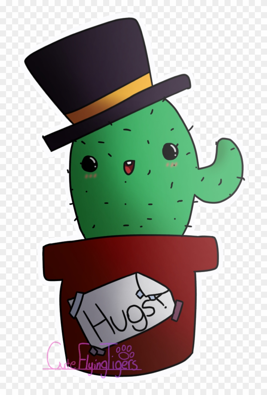 Lil Cactus With A Top Hat - Illustration Clipart