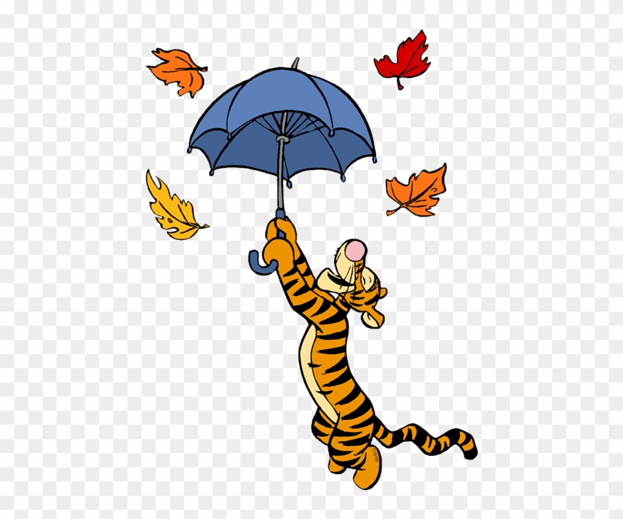 Clip Art Clipart Winnie The Pooh Eeyore Clip Art - Tigger Holding Umbrella - Png Download