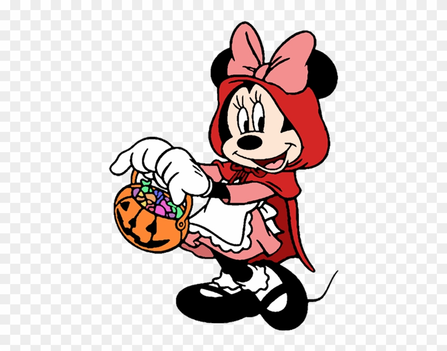 Minnie Mouse As Little Red Riding Hood - Halloween Colouring Pages Disney Clipart