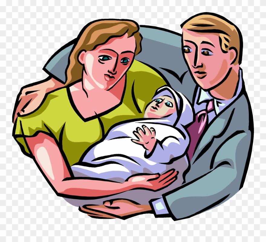 Transparent Background Newborn Onesie Clipart - New Born Baby With Parents Clipart - Png Download