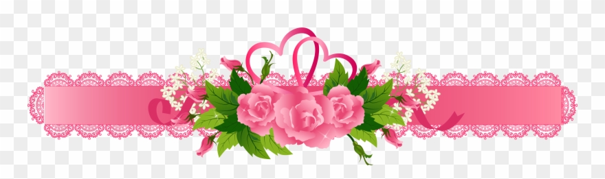 Decorative Pink Ribbon With Roses Png Clipart Gallery - Wedding Border Png Pink Transparent Png