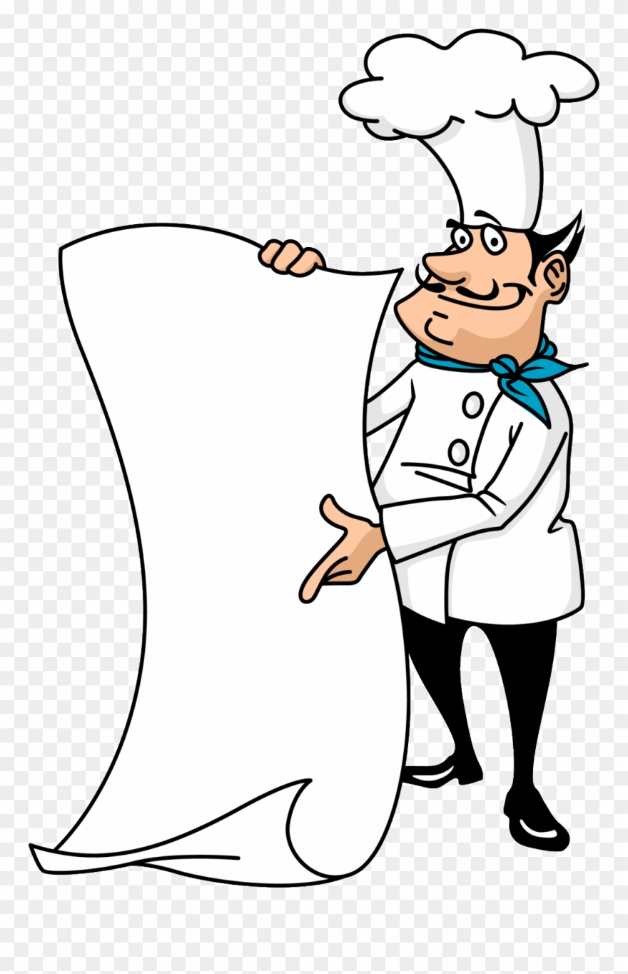 Holding Menu Chef Cartoon Background Vector - Vector Graphics Clipart