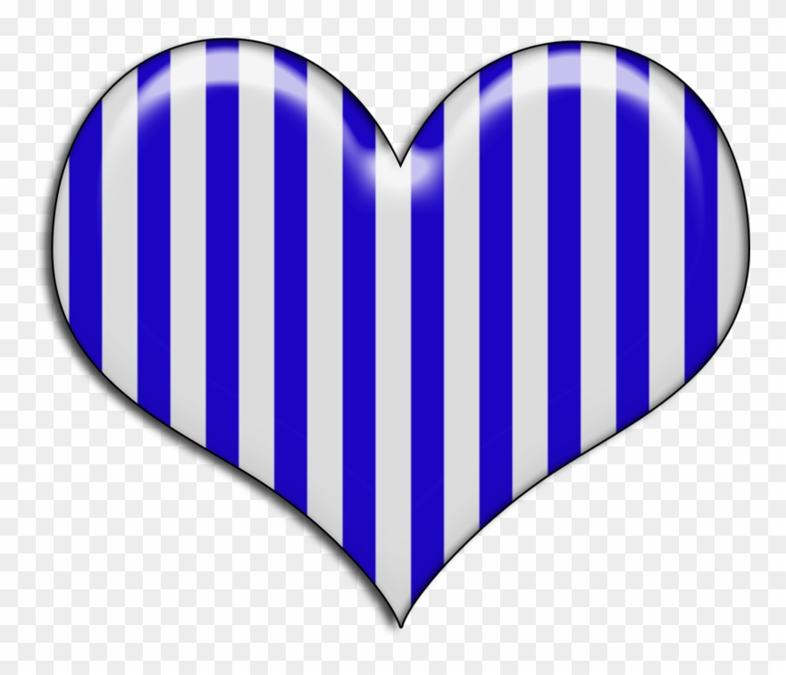 Blue And White Striped Heart Heart Clip Art, Heart - Blue And White Heart - Png Download