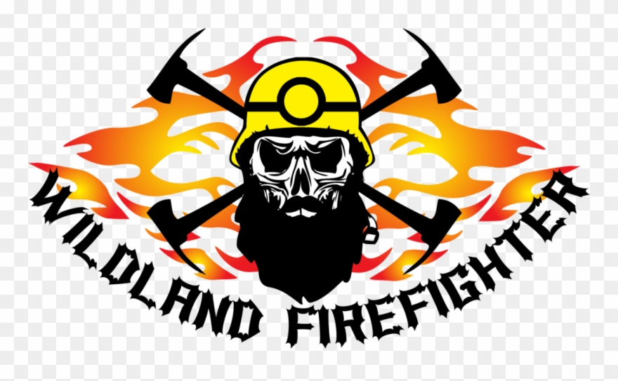 Wildland Firefighter Flames And Skull With Beard Decal Clipart