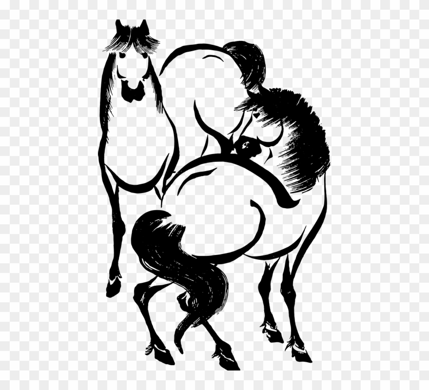 Ghost Horse Cliparts 17, Buy Clip Art - Japanese Black And White Line Art - Png Download