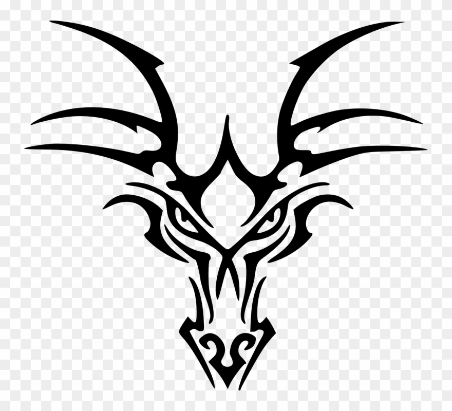 Horse Head Tatoo 3, Buy Clip Art - Dragon Head Tribal Tattoo - Png Download