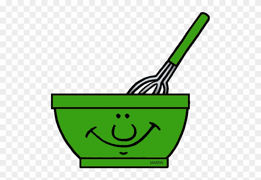Free Mini Images Arts Clip Art By Phillip Martin, Green - Mixing Bowl With Spoon Clipart - Png Download