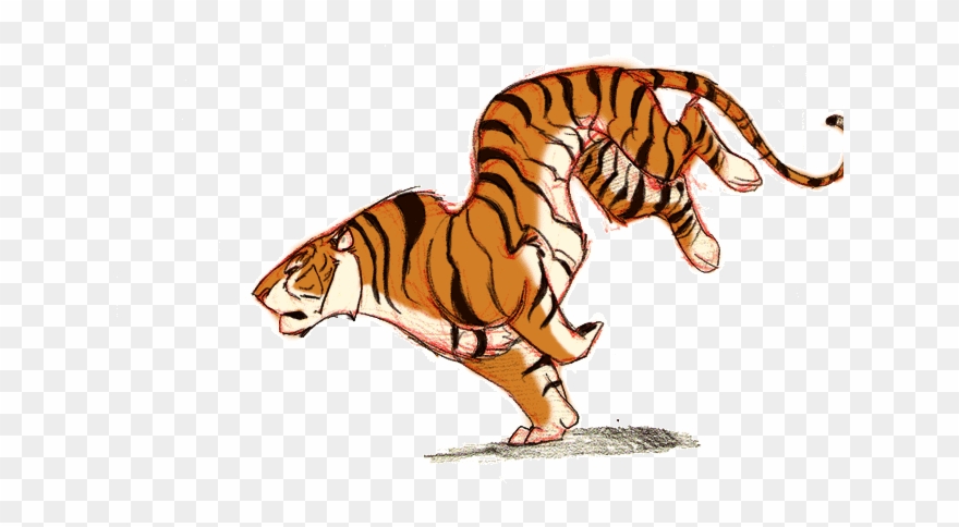 Tiger Gif Transparent Clipart Lion Tiger - Cartoon Tiger Running Gif - Png Download