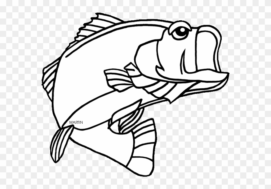 Svg Black And White Bass Fishing Clipart Black And - Wide Mouth Bass Clipart - Png Download