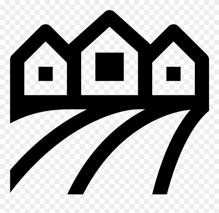 Farmland Vector Village Clipart Black And White Stock - Icon Dorf - Png Download