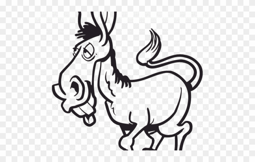 Donkey Clipart Simple - Donkey Cartoon Vector Black And White - Png Download