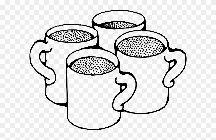 Black, Outline, Drawing, Cup, White, Cartoon, Hot, - Cups Black And White Clipart